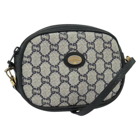 GUCCI GG Plus Supreme Shoulder Bag Pvc Navy Gold - Picture 1 of 16